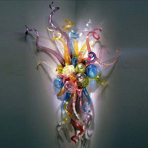 

100% Mouth Blown Lamp LED Bulbs Lamps Glass Design Art Flower Wall Sconces