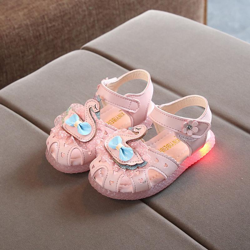 

TELOTUNY sandals Children Baby Girls Bowknot Led Light Luminous Sport Sandals Leather Sneaker beach Shoes children girls, White