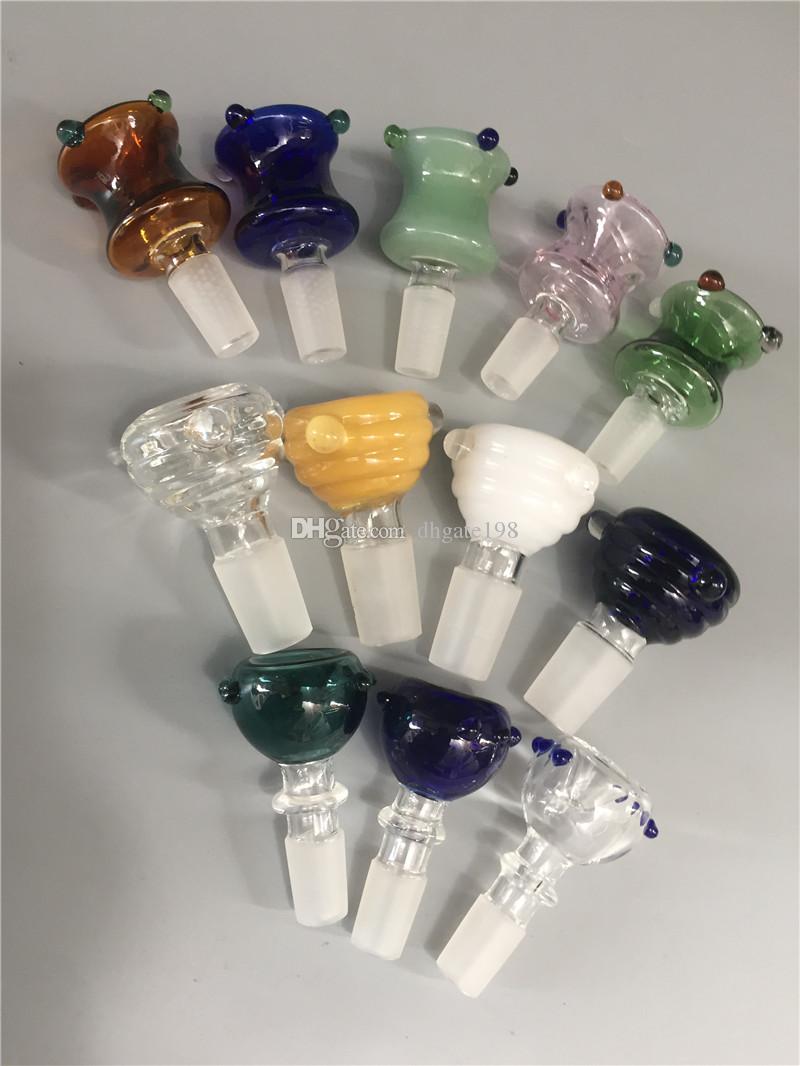 

Colorful 14mm 18mm male Glass adapter for bongs Glass Bowl Funnel Slide Piece Slides Bongs accessary tobacco smoking male bowls
