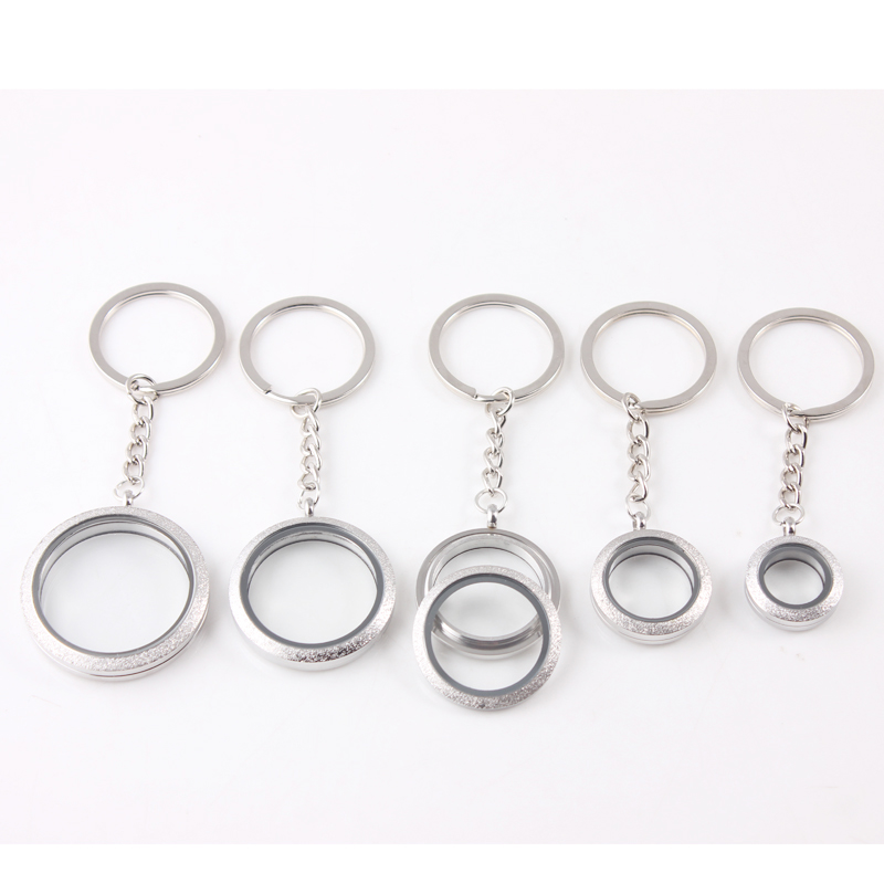 

1 Pc Stainless Steel Living Glass Memory Locket Keychain Glitter Twist Floating Locket Can Open KeyRings 20/25/30/34/38mm