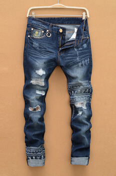 

Italian Fashion Brand Jeans Men,Straight Leg Denim Trousers Mens Business Pants Jeans Men, Printing Long Trousers, As pic