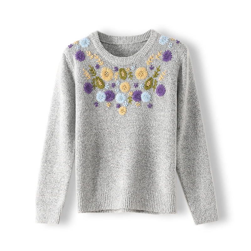 

Net red same sweet little fairy' net yarn flower Pullover Sweater women' contrast three-dimensional hook knit bottom coat, Black