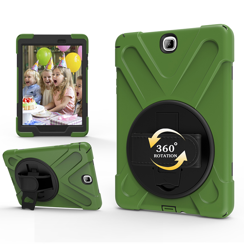 

Samsung Galaxy Tab SM-T550 Rotating Case Full-body ShockProof Hybrid Heavy Duty Armor Silicone Case for Samsung Tab A 9.7 T550 Tablet+Pen