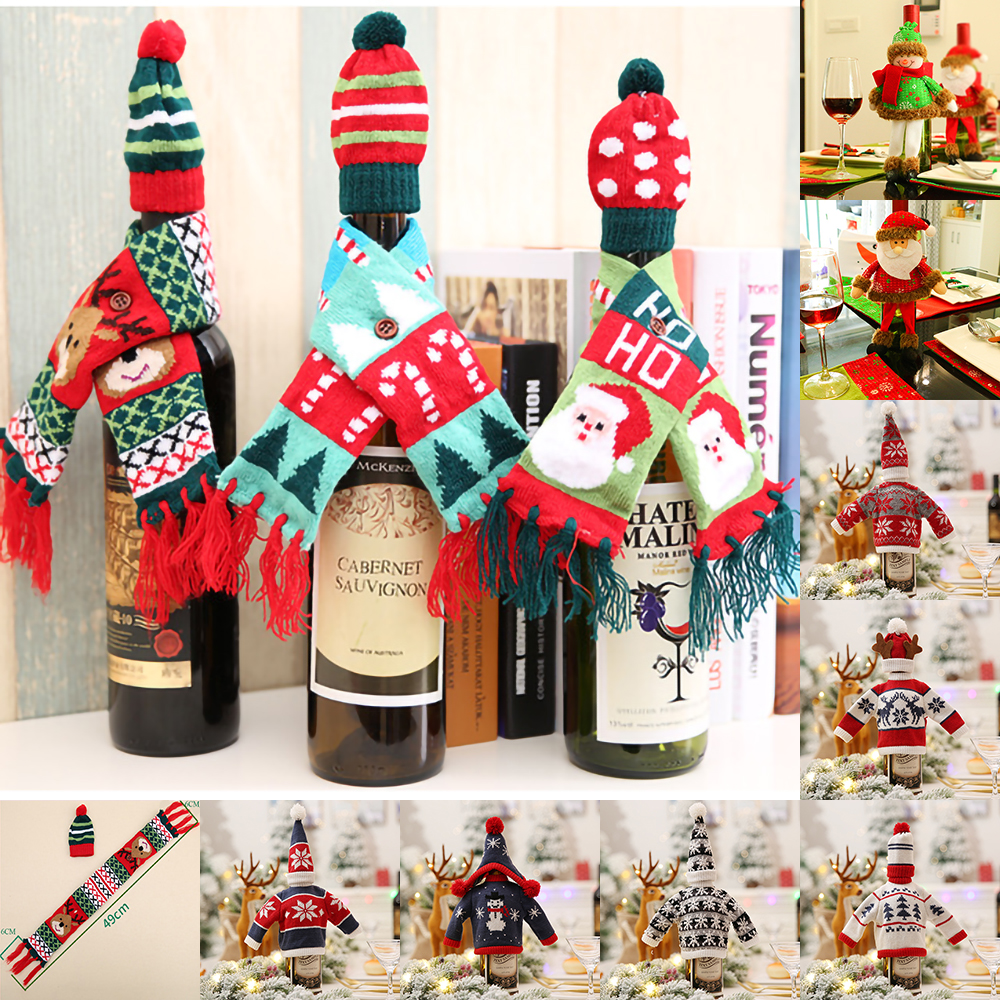 

Christmas Wine Bottle Cover Wine Bottle Bag New Year Gift Decor Christmas Santa Claus Snowman Decoration Home Party Decoration