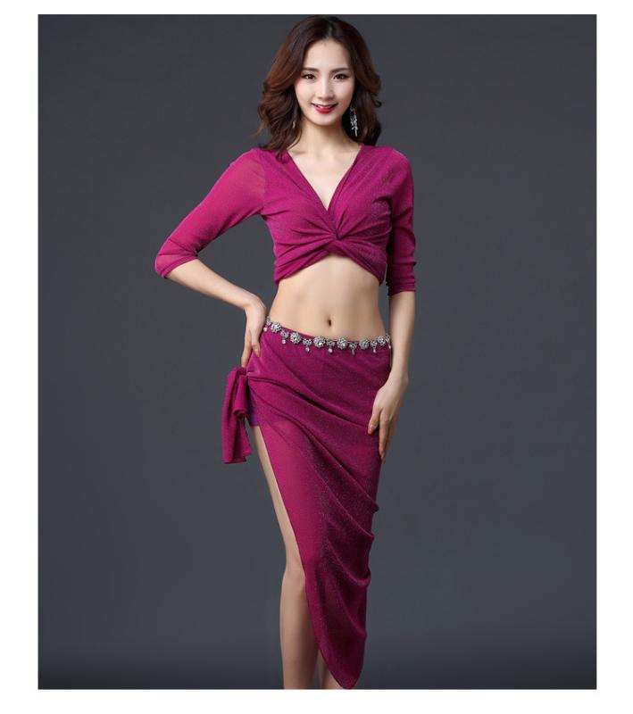 

Women Belly dance costumes female dance dress suit top and skirts beginners Oriental fairy sexy two piece uniforms JH-602, See chart
