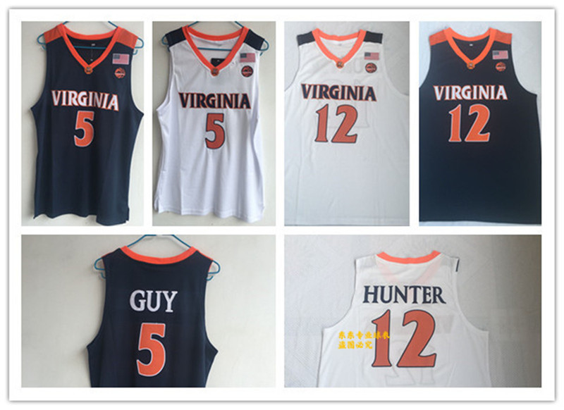 

new Champions Virginia 12 De'Andre H Kyle Guy White Jersey #5 UVA ACC Men's College Basketball Jersey stitched embroidered S-5XL, Black