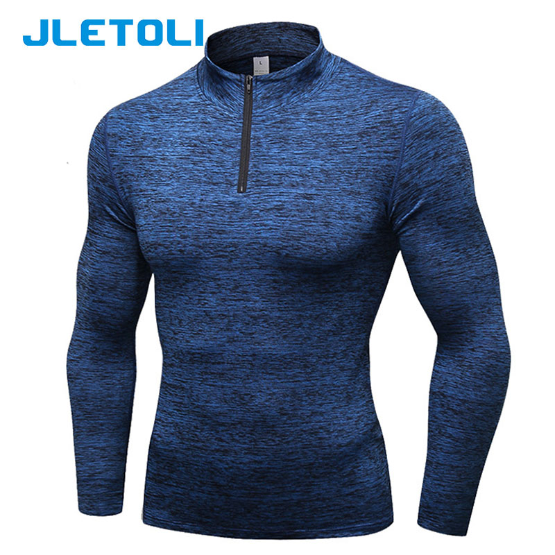 

JLETOL Winter Men Fleece Sport Running T-shirt Long Sleeve Jersey Sportswear Fitness Clothing Outdoor Mountaineer Training Shirt, Black