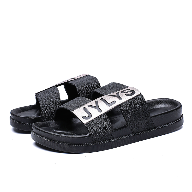 

Men Slippers Casual Shoes Non-slip Slides Bathroom Summer Sandals Soft Sole High Quality Beach Sandals, Black
