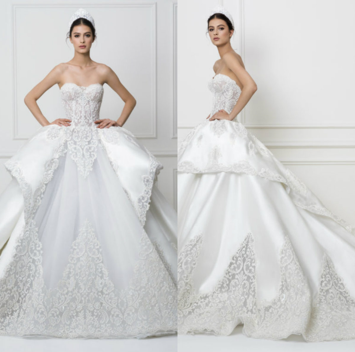 

Vintage Elegant Ball Gown Sweetheart Sleeveless Lace Applique Wedding Dresses Wedding Gowns Sweep Train Bridal Gowns, Light sky blue