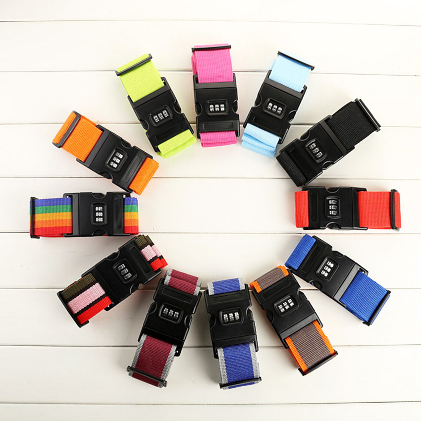 

Luggages Accessories 2M luggage strap Baggage Belt Packing Safe Belts Practical Resuable Travel Rainbow ColorBag Belt with Tag