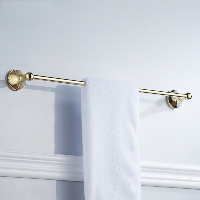 

Luxury Gold Color Bathroom Towel Holder Single Towel Bar Rack Brass Rail Bathroom Accessories, As pic