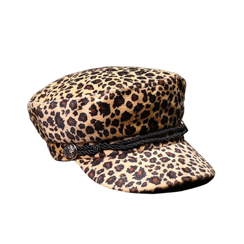 leopard flat cap