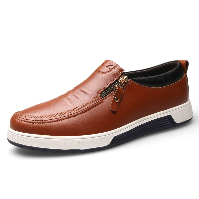 Grande taille Hommes Chaussures en cuir Casual Homme Zip Cuir Homme Mocassins Mode Chaussures Chaussures De Hombre De VESTIR formelles Hommes Moc