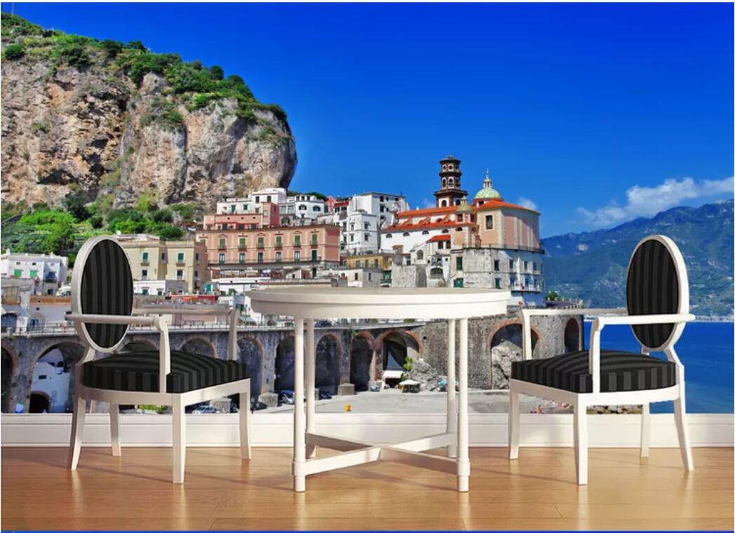 

3d room wallpaper custom photo mural Beautiful romantic atmosphere Mediterranean architecture wall art pictures wallpaper for walls 3 d, Non-woven fabric