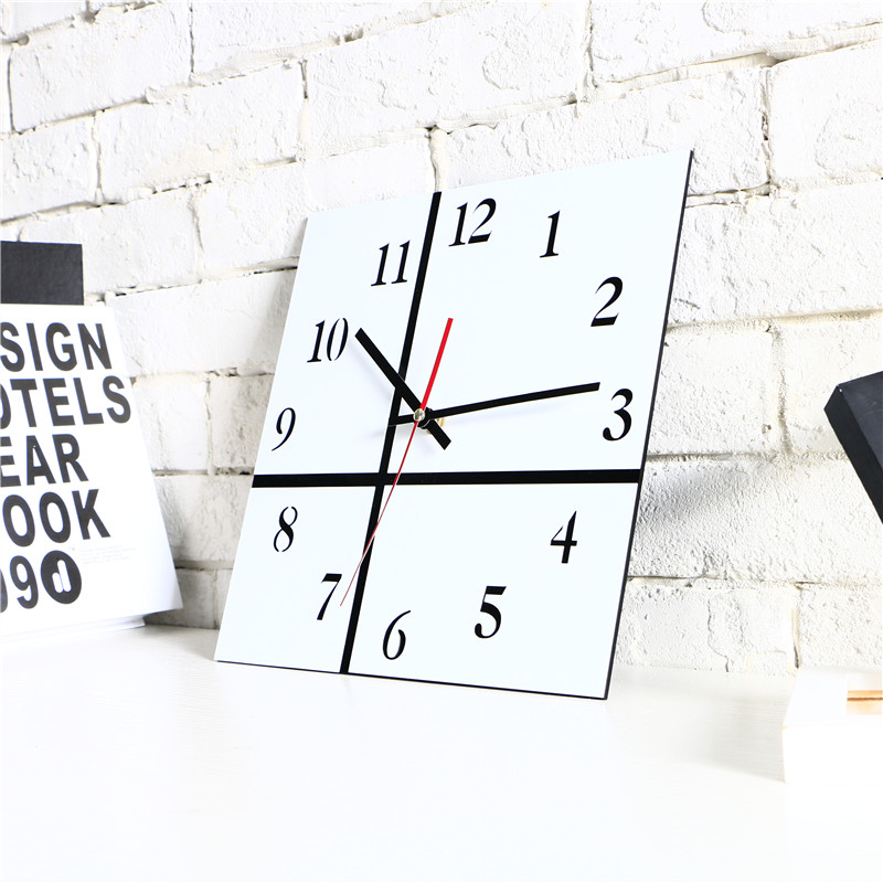 

Black Cross Square Wall Clock Modern Real Needle Wall Watches Mirror Surface Sticker Office Living Room Home Decor