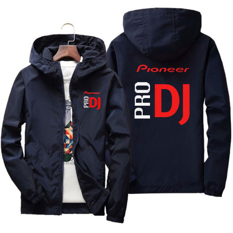 

New spring and summer fashion DJ Pioneer PRO bomber jacket men street windbreaker hoodie zipper thin coat men's jacket 7XL, White