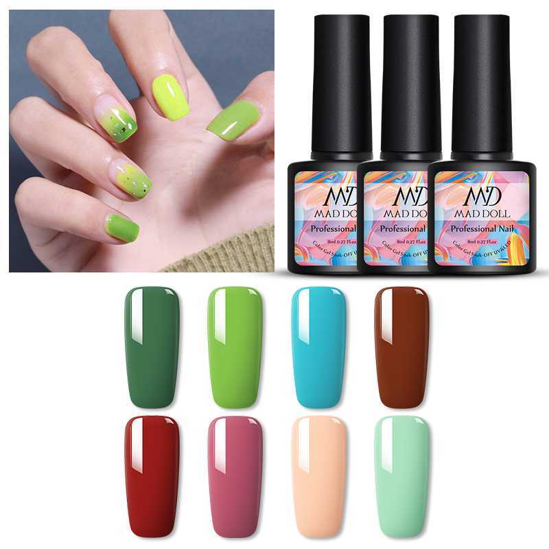 

1 Bottle 8ml MAD DOLL Spring Summer Colors Gel Nail Gel Varnish Soak Off Polish LED UV Manicure Design Nail Beauty, Z41