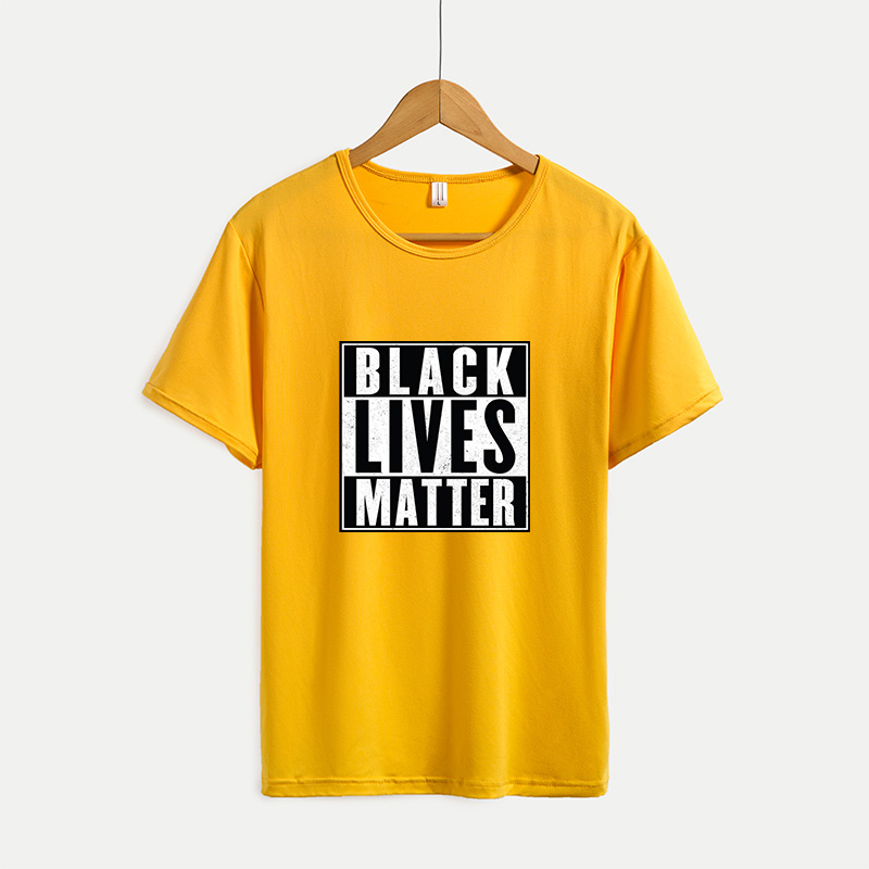 

Men Fashion Tops Mens Letter Print T-shirts Womens Print Summer T-shirts 2020 New Casual Youth Solid Color Outdoorwears BLACK LIVES MATTER, Yellow