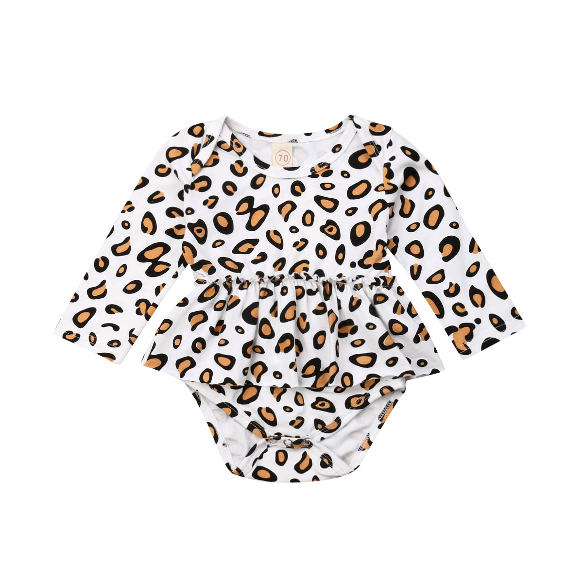 Newborn Baby Girls Leopard print Clothes Romper Bodysuit Jumpsuit Outfits Set-image-484572916
