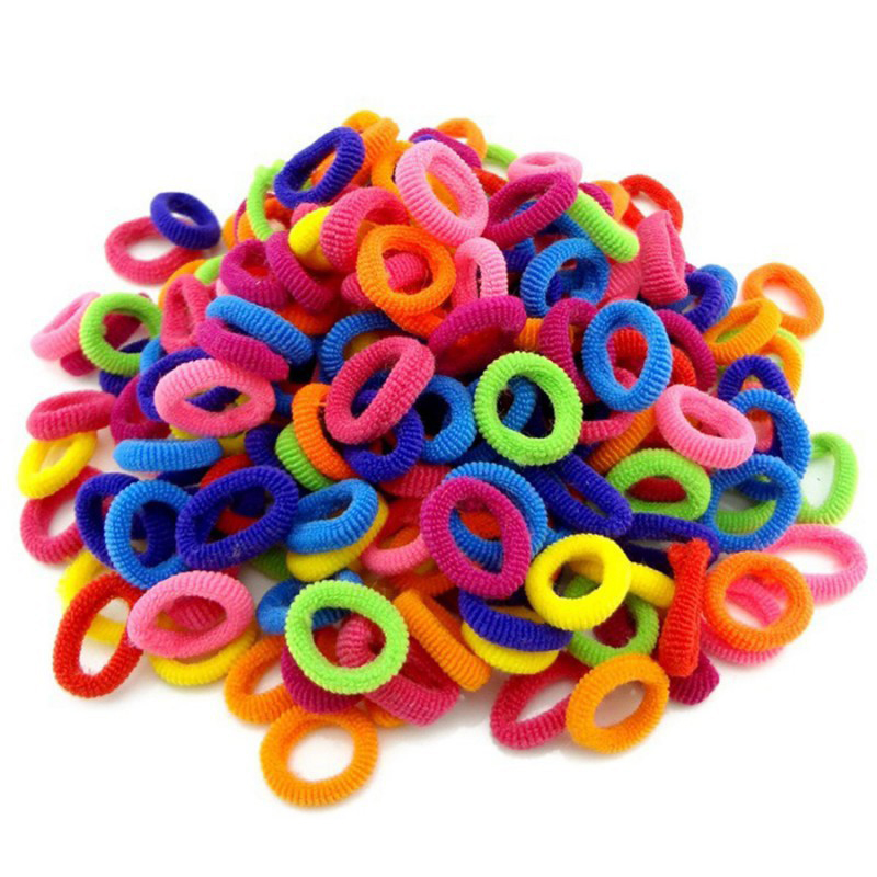 

100PCS Elastic Hair Rope Band Candy Color Seamless High Elastic Hair Ties Band Rope Ponytail Holders Cotton Blends Accessories, 100 pcs random