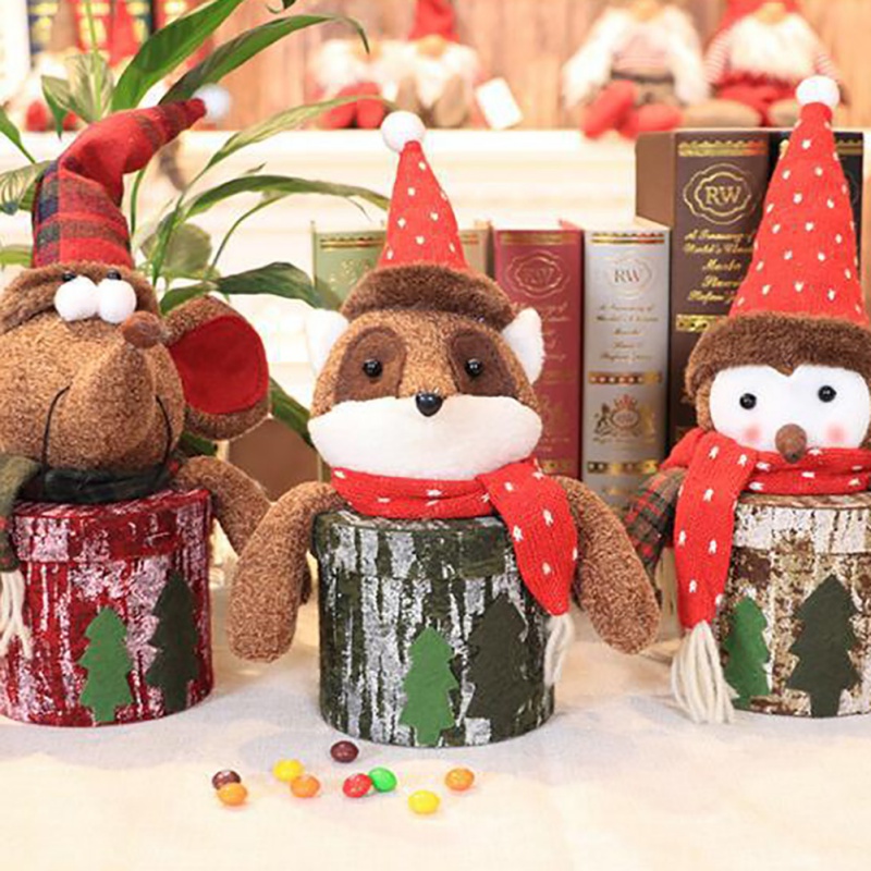 

ImitationLinen Gift Box Wrap Storage Apple Box Creative Christmas Decorations Candy Jar Christmas Apple Candy Gift