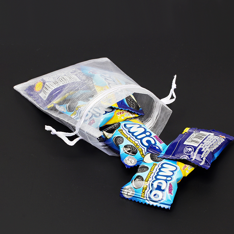

50pcs/lot White Organza Drawstrings Bags 9*12cm Jewelry Gift Small Package Bags Yarn Pouch Wedding Favors And Gifts 5Z