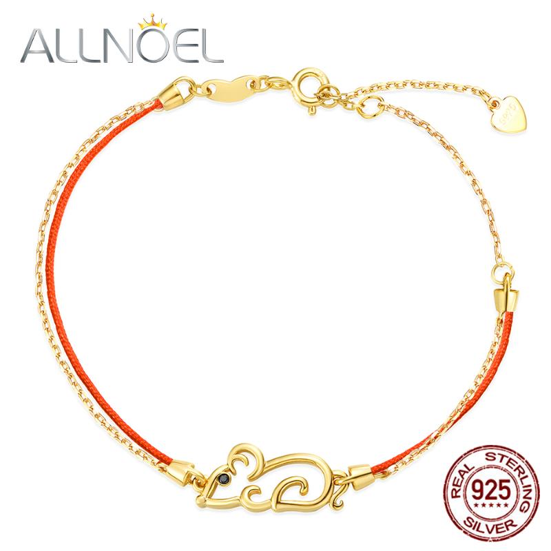 

Other Bracelets ALLNOEL 925 Sterling Silver Mouse Bracelet Black Zircon Gemstone Diamond For Women Memorial Gift Fine Jewelry