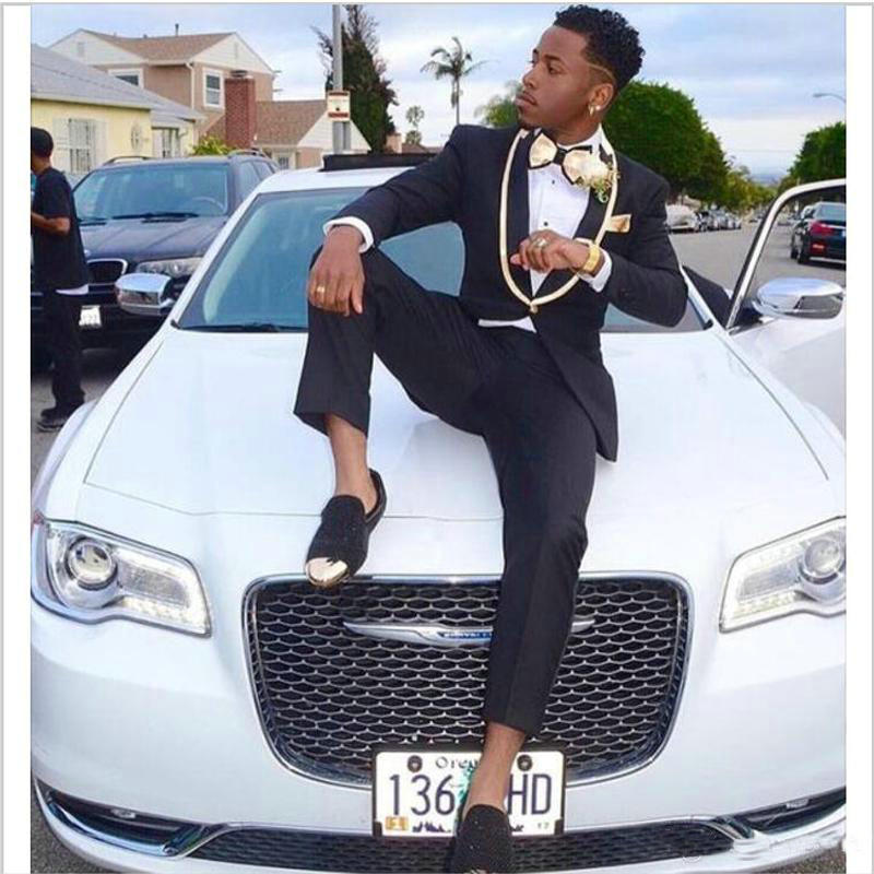 

New Prom Party Suit Black One Button Groom Wear with Gold Shawl Lapel Two Pieces Wedding Tuxedos Custom Made Man Suits (Jacket+Pants, Khaki
