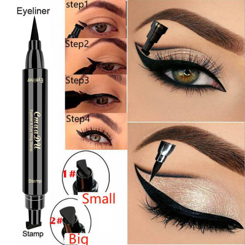 

CmaaDu Liquid Eyeliner Pencil Super Waterproof Black Double-Headed Stamps Eye liner Eye maquiagem Cosmetic Makeup Tool TSLM1, 02 big