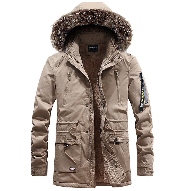 

Winter Jacket Men Brand Clothing Fashion Casual Slim Thick Warm Mens Coats Parkas With Hooded Long Overcoats Male Clothes F81204, Black