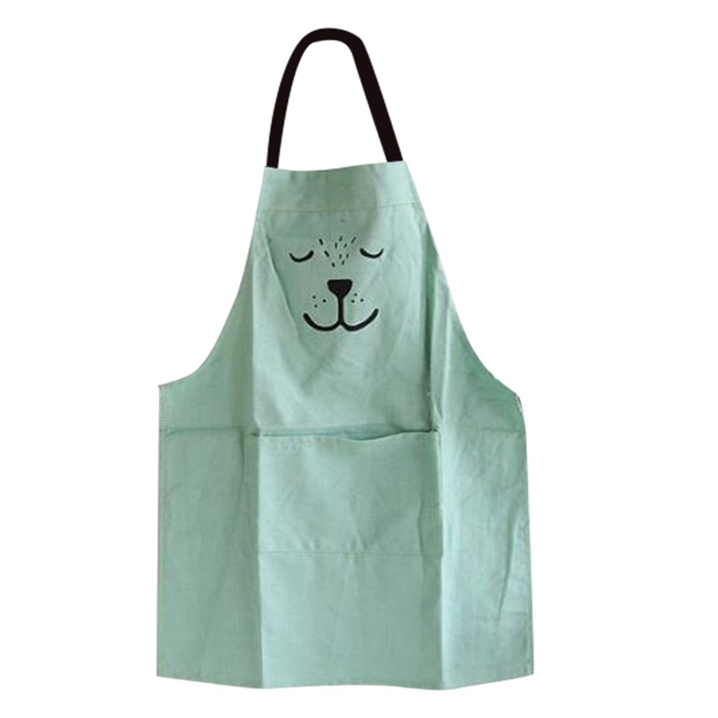 

cotton and linen cartoon apron kitchen waterproof cooking smock adults kids