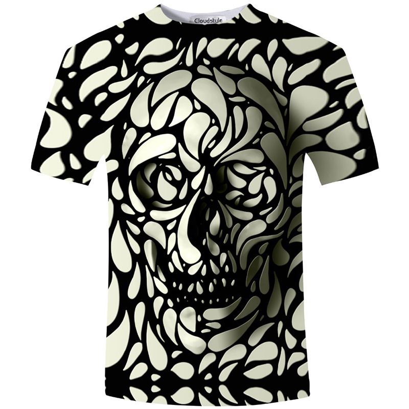 Cloudstyle Nouveau Style d'été Style 3D T-shirt Skull HD Imprimé T-shirt Hommes Femmes Harajuku T-shirts à manches courtes Chemises Mode Vêtement