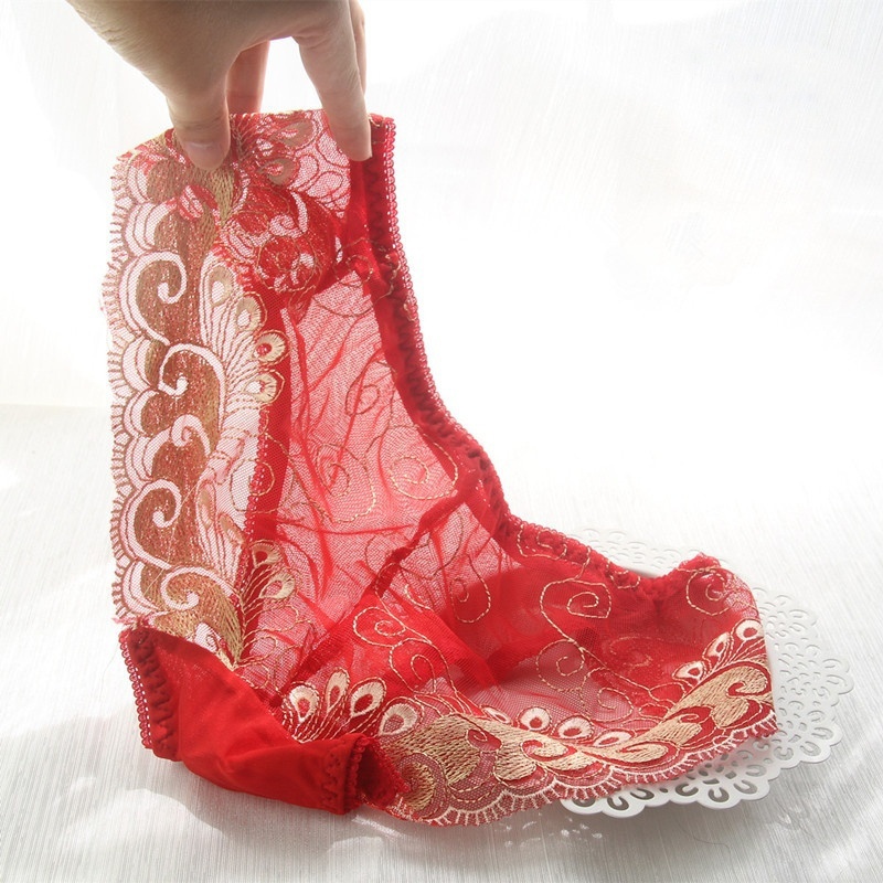 

1 PC Women's Underwear Fun Underwear Lace Panties Sexy Transparent Net Yarn Triangle Panties NNK0023, Pink