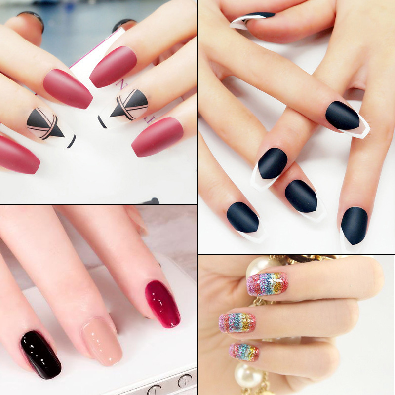 

100/500Pcs Long Ballerina Coffin Shape Full Cover False Fake Nails Art Tip DIY 88, 100pcs transparent