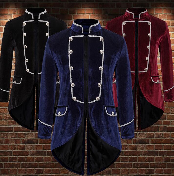 

Court prince gold velvet blazer men Tuxedo suits Double breasted jacket mens stage singers clothes dress masculino homme B436, Black