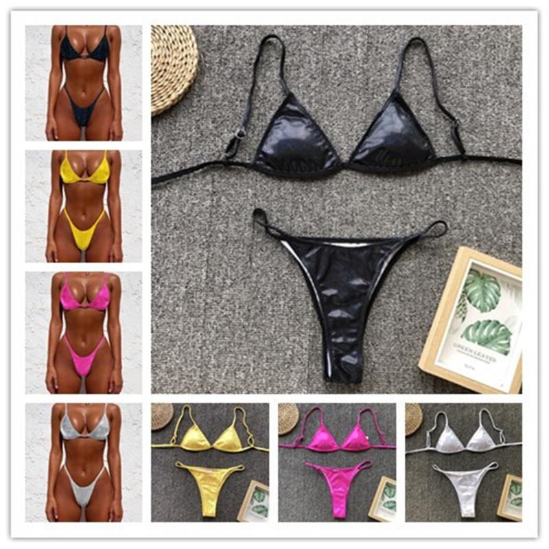 

Sexy Bright swimsuits Mico bikini 2020 mujer Fluorescent swimwear women Push up bathing suits Black White bikinis set Monokinis