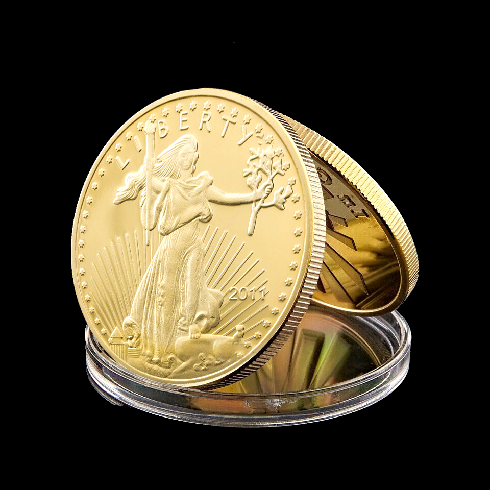 American Statue Of Liberty Craft E.Pluribus Unum 50 Dollar 1OZ 24K Gold Plated Commemorative Eagle Claw Collection Coin-image-522709212