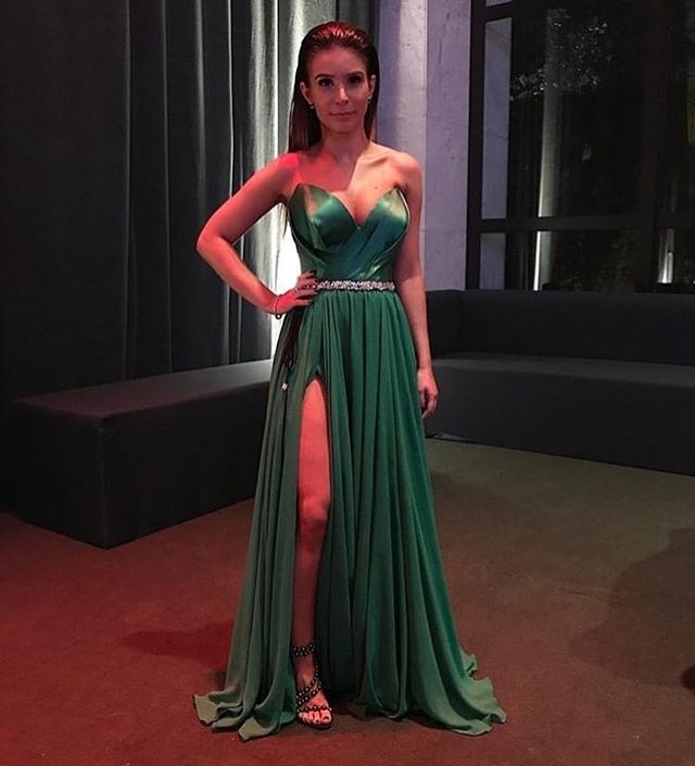 

Dark Green Satin Prom Dresses Long Sweetheart Pleats Beaded High Leg Slit Homecoming Dress for Girls Cheap Prom Gowns gala jurken, Royal blue