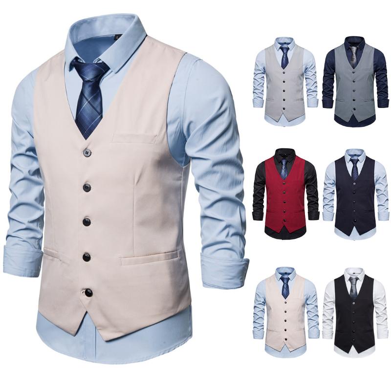 

Spring 2020 European and American Business Casual Single Breasted Gentleman Vest, Black