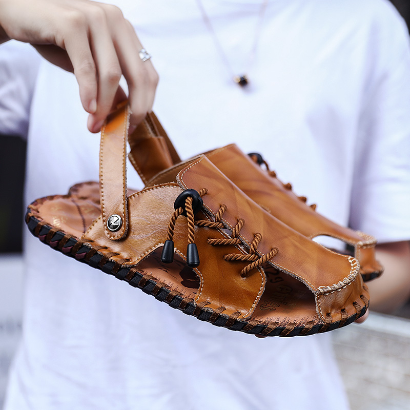 

New 2020 Trend Summer Men Soft Sandals Comfortable Men Summer Water Shoes Sandals Beach Roman Shoes Size 38-44, Black