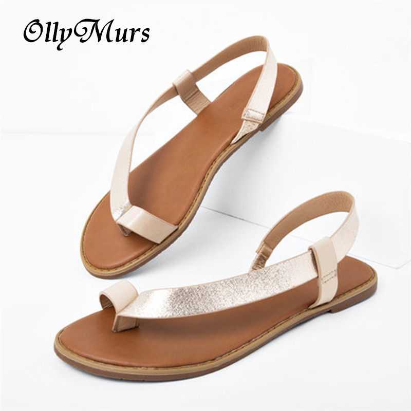 

OllyMurs 2020 New explosions women sandals solid colors summer shoes simple fashion casual shoes woman flat big size 43, Black