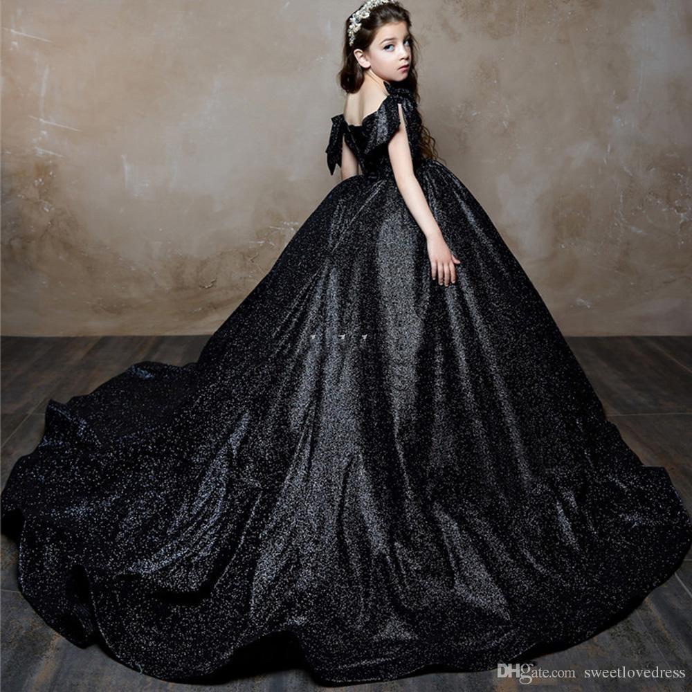 

Blinbling Sequin Girls PAgeant Dreses Off Shoulder Bow Charming Pleats Princess Floor Length Kid Formal WEar Custom MAde, Hunter