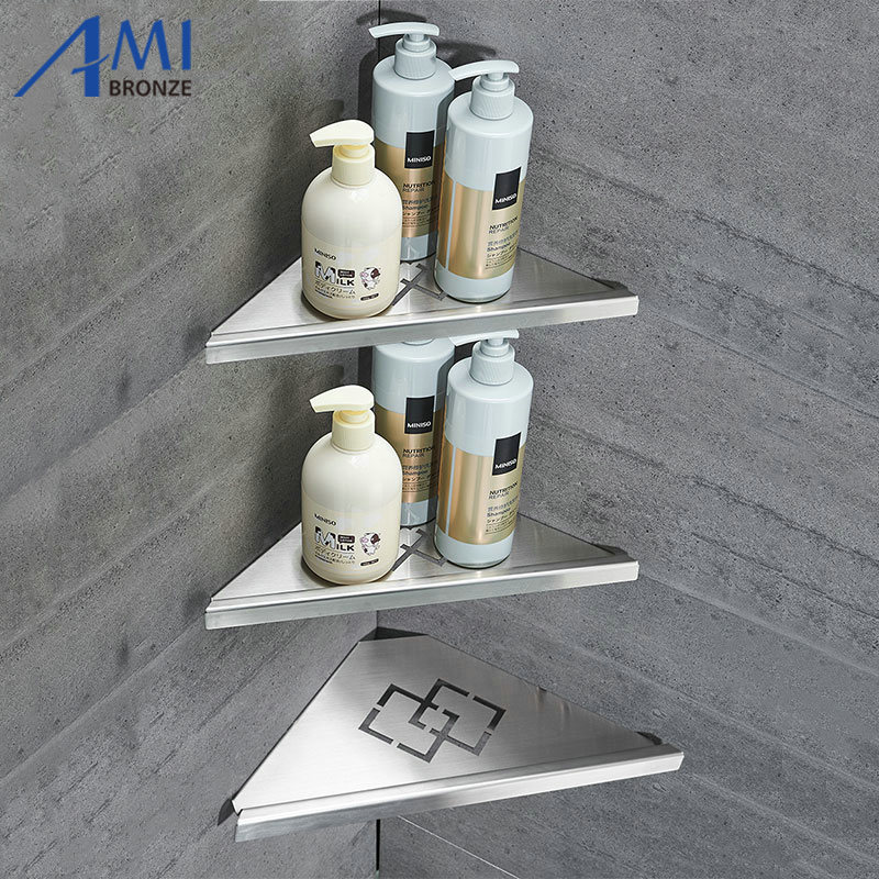 

Amibronze 304 Stainless Steel Bathroom Shelves Single Dual Triple Tier Triangle Corner Shelf Shampoo Shelf Kitchen