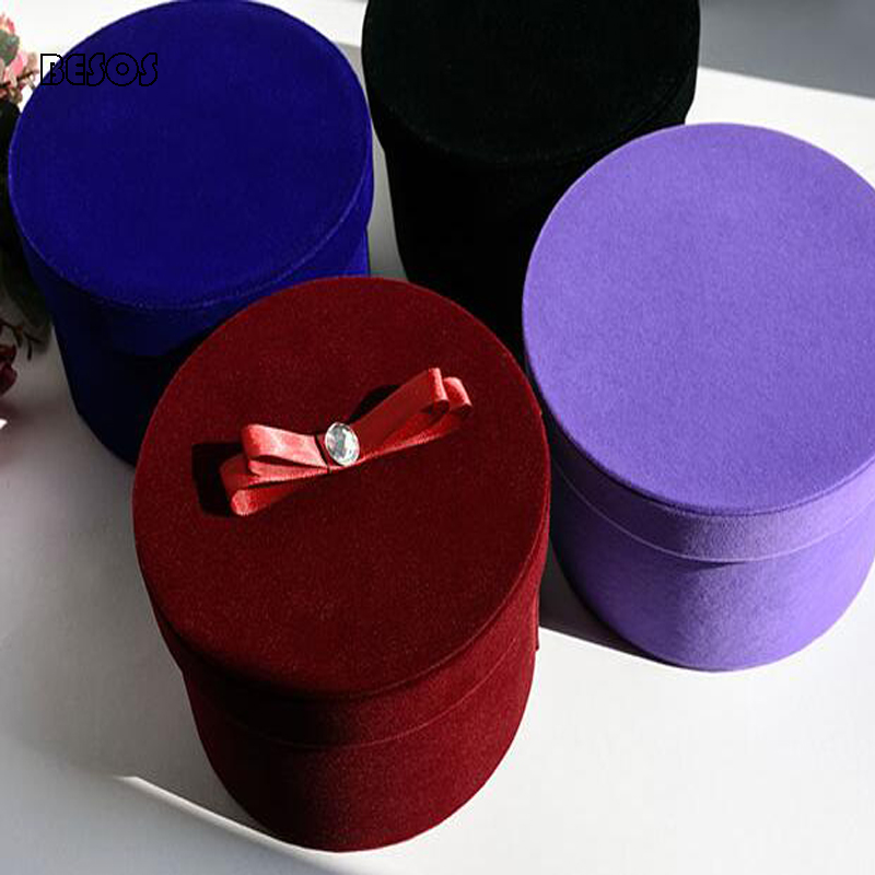

Fashion Large Size Candy Color Round Cylindrical Velvet Gift Box Wedding Party Flower Cosmetics Jewelry Cake Decorative Gift Box