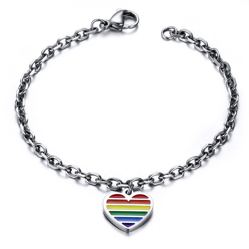 bracelets de charme de coeur pour les femmes hommes lien bangle chaîne et bracelet en acier inoxydable lgbt bijoux bracelet