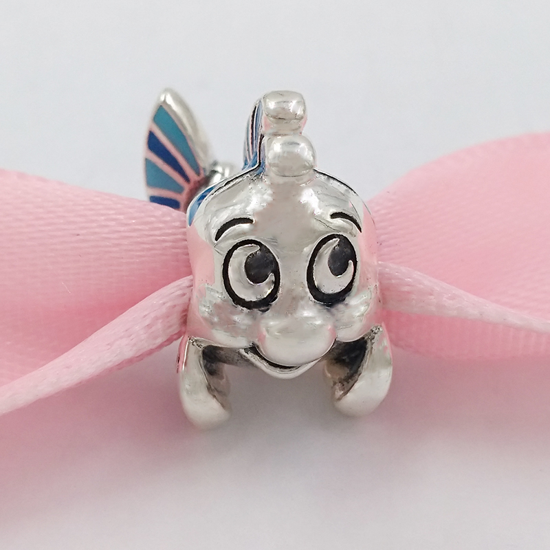 

Authentic 925 Sterling Silver Beads DSN The Little Mermaid Flounder Charm Charms Fits European Pandora Style Jewelry Bracelets & Necklace, Black