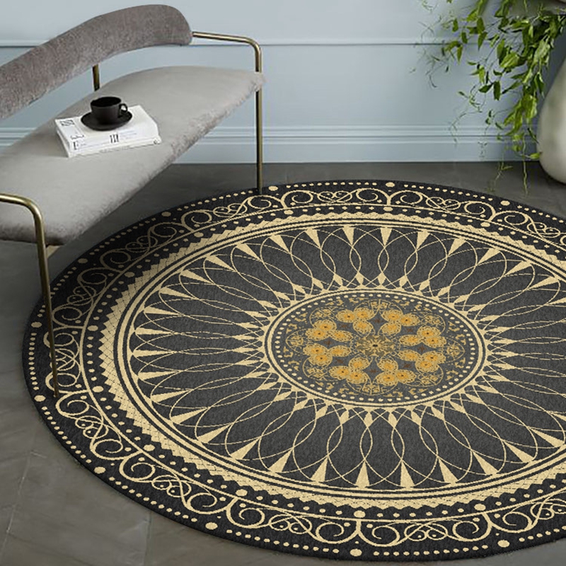

Retro Persian Style Geometric Round Carpets For Living Room Bedroom Area Rugs Home Decor Study Coffee Table Non-Slip Floor Mats, Carpet1
