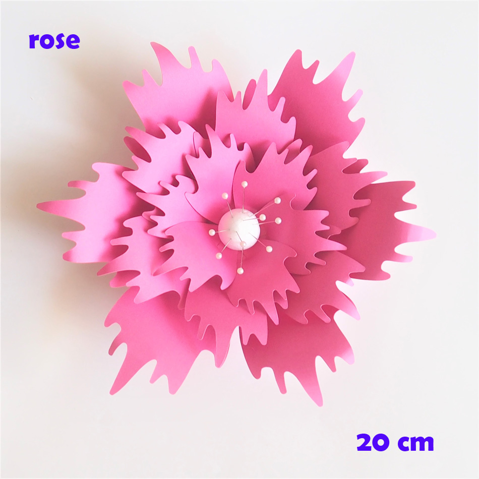

20CM Thick Cardstock Rose DIY Paper Flowers For Wedding & Event Backdrops Decorations Baby Nursery Wall Decor Video Tutorials, Glitter dark pink