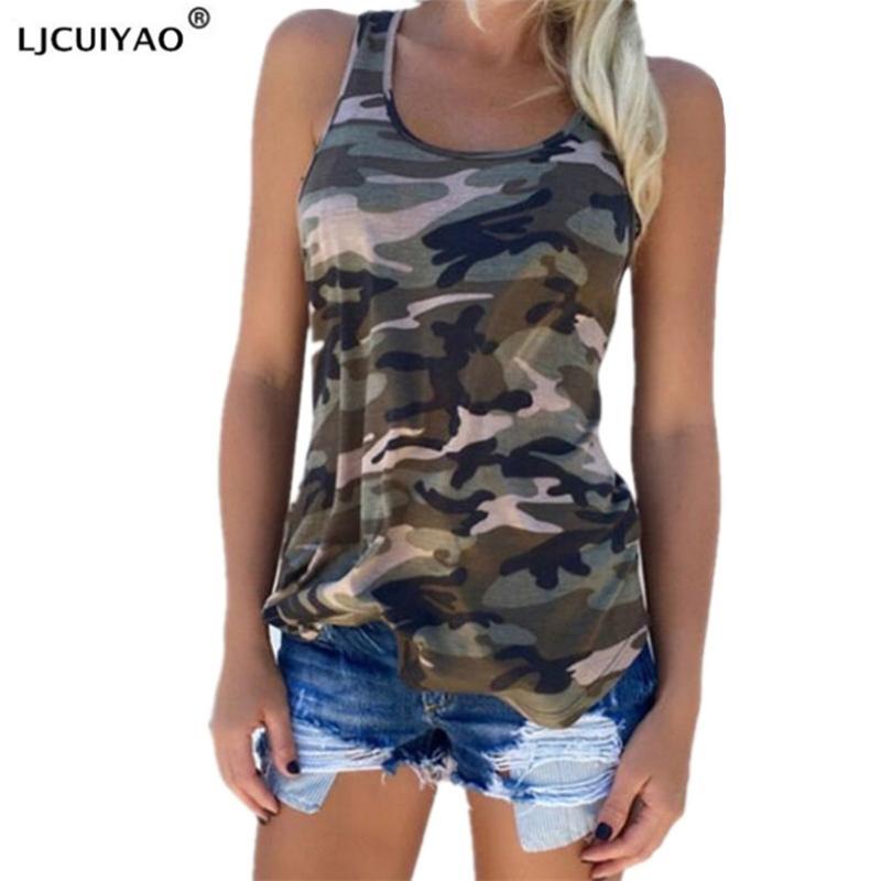 

LJCUIYAO Casual Camouflage Sleeveless T Shirt Women Sexy U-Neck Backless Cotton Tshirt Loose Plus Size 5XL 7 Color Vest T-Shirt, S768 navy blue