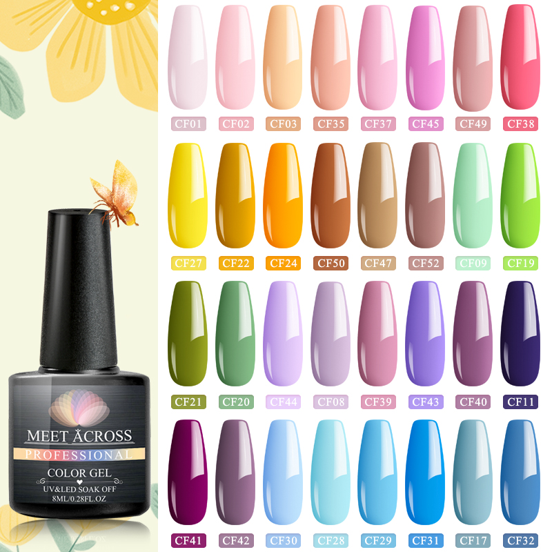 

MEET ACROSS 8ml Gel Nail Polish Manicure Semi Permanent Vernish Top Coat UV LED Gel Lacquer Soak Off Nail Art Polish, Tw2126